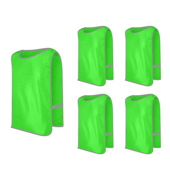 Toptie 5 Packs Soccer Scrimmage Vest Training Vest Reflective Trim Lightweight Safety Vest for Kid, Youth, Adult-Light Green-L