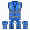 thumbnail image 1 of Toptie 5 Packs White Safety Vest, Incident Command Vest with 5 Pockets and High Visibility 2" Reflective Strips-Blue-2XL, 1 of 8