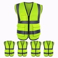 thumbnail image 1 of Toptie 5 Packs White Safety Vest, Incident Command Vest with 5 Pockets and High Visibility 2" Reflective Strips-Neon Green-2XL, 1 of 8