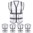 thumbnail image 1 of Toptie 5 Packs White Safety Vest, Incident Command Vest with 5 Pockets and High Visibility 2" Reflective Strips-White-M, 1 of 8