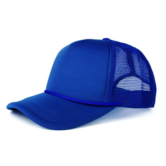 Toptie 5 Panel Trucker Hat Mesh Back Snapback Hat with Braid for Men & Women-Royalblue