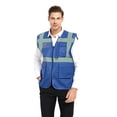 thumbnail image 1 of Toptie 5 Pockets High Visibility Safety Vest with Reflective Strips, Working Uniform Vest-Blue-XL, 1 of 7