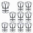 thumbnail image 1 of Toptie 5 Pockets High Visibility Zipper Front Safety Vest with Reflective Strips Uniform Vest, Pack of 10-White-L, 1 of 7