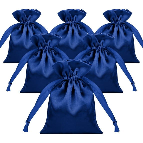 Toptie 50 Pcs Royal Blue Satin Gift Bags 4x6 Inches, Jewelry Bags with Drawstrings, Party Favors