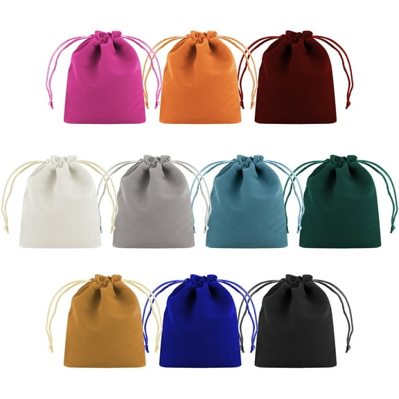 Toptie 50 Pcs Velvet Jewelry Gift Bags with 10 Colors Mixed, Storage Bag Party Favors Drawstring Bag