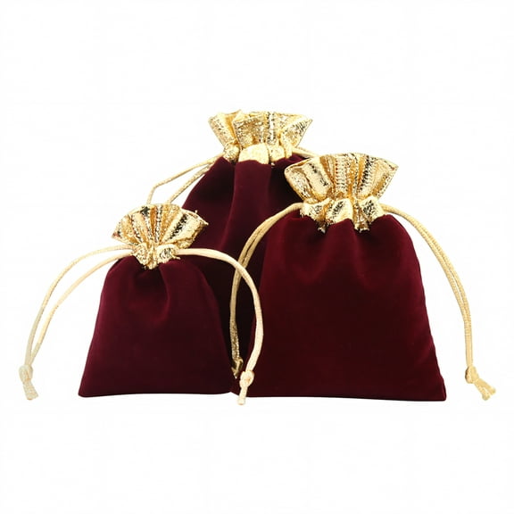Toptie 50 Pcs Velvet Jewelry Pouches with Drawstrings, 2.8"x3.5" Gold-rimmed Gift Bags for Wedding Party