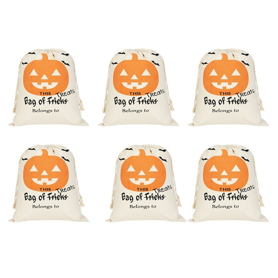 Toptie 6 PCS Halloween Large Gift Bags 14-1/4 x 19 Inches, Canvas Fabric Sacks with Drawstrings for Halloween Decorations