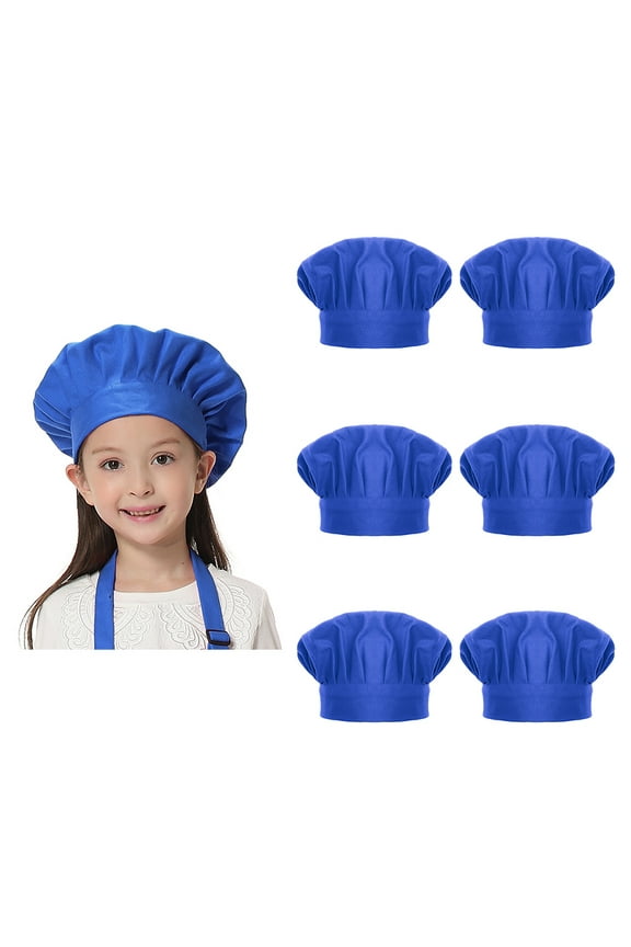 6 Pack Chef Hat for Kid & Adult, Cotton Elastic Adjustable Kitchen Cooking Baking Hat
