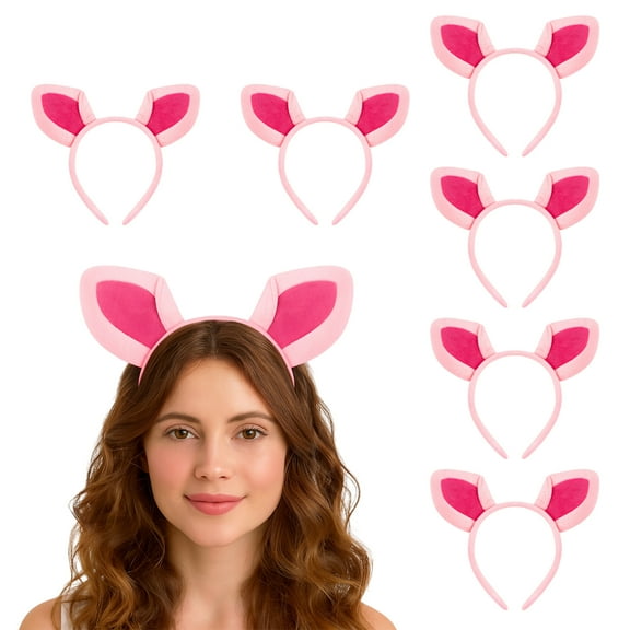 TOPTIE 6 Pcs Pig Animals Ears Headband, Decorations for Adult & Kid, Costume Hair Hoop (New)