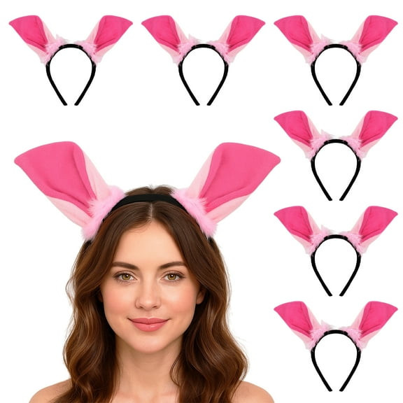 TOPTIE 6 Pcs Pig Animals Ears Headband, Decorations for Adult & Kid, Costume Hair Hoop