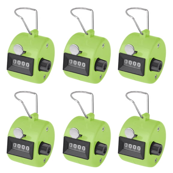 TOPTIE 6 PCS Tally Counters, Plastic Number Clicker Counters, 4 Digit Pitch Counters for Golf, Coaching, Knitting - Green