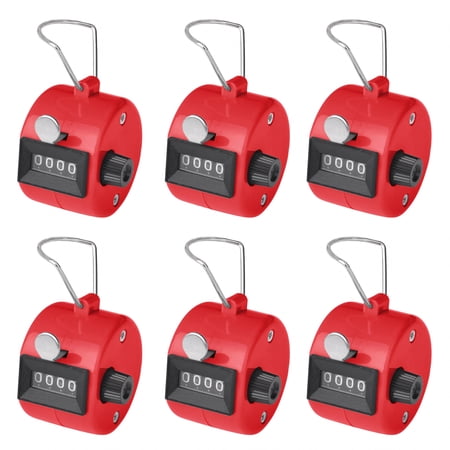 TOPTIE 6 PCS Tally Counters, Plastic Number Clicker Counters, 4 Digit Pitch Counters for Golf, Coaching, Knitting - Red