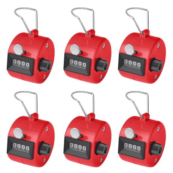 TOPTIE 6 PCS Tally Counters, Plastic Number Clicker Counters, 4 Digit Pitch Counters for Golf, Coaching, Knitting - Red