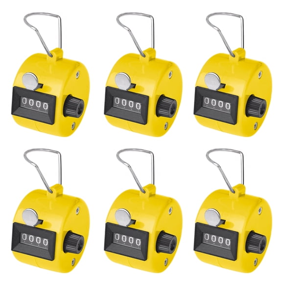 TOPTIE 6 PCS Tally Counters, Plastic Number Clicker Counters, 4 Digit Pitch Counters for Golf, Coaching, Knitting - Yellow