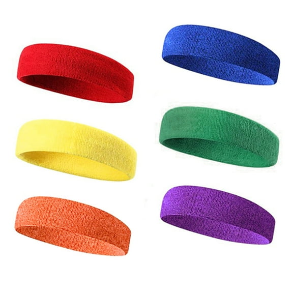 Toptie 6 Pieces Sweat Headbands Sport Cotton Terry Cloth Headbands-Mixed