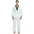 thumbnail image 1 of TOPTIE V-Neck Taekwondo Uniform for Kids Adults, TKD Dobok Uniform Martial Arts Uniform with Belt-black trim-Size 000, 1 of 10