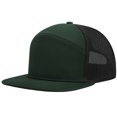 thumbnail image 1 of Toptie 7 Panel Trucker Cap Adjustable Snapback Flat Bill Mesh Back Hip Hop Hat-Army Green, 1 of 7