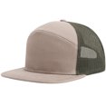 thumbnail image 1 of Toptie 7 Panel Trucker Cap Adjustable Snapback Flat Bill Mesh Back Hip Hop Hat-Khaki, 1 of 7