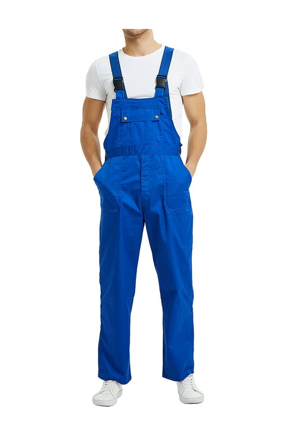 Men's Blue Bib Overall Mid-weight Coverall Big and Tall with Tool Pockets, Workwear Apparel