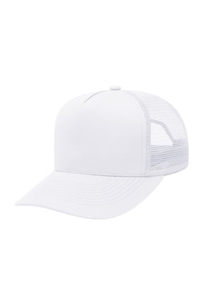 Adjustable Snapback Baseball Cap, Snapback Cap Trucker Hat Mid Profile Mesh Back Cotton Twill Wholesale-White
