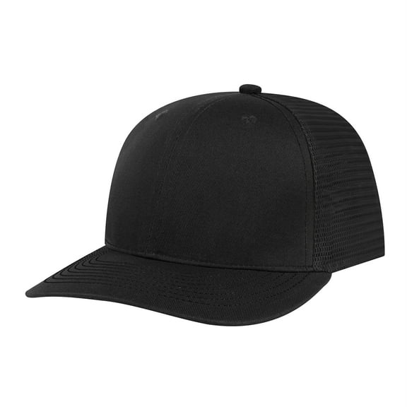 TOPTIE 6 Panel Trucker Cap Adjustable Snapback Cap, Structured Mid Profile-Black Grey