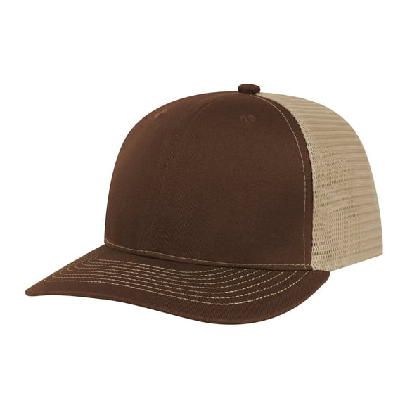 TOPTIE 6 Panel Trucker Cap Adjustable Snapback Cap, Structured Mid Profile-Brown Khaki