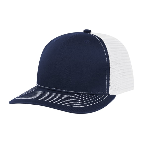 TOPTIE 6 Panel Trucker Cap Adjustable Snapback Cap, Structured Mid Profile-Navy White
