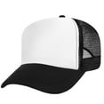 thumbnail image 1 of Toptie Adult 5 Panel Mid Profile Mesh Back Trucker Hat Foam Snapback Hat-Black/White, 1 of 8