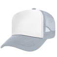 thumbnail image 1 of Toptie Adult 5 Panel Mid Profile Mesh Back Trucker Hat Foam Snapback Hat-Grey/White, 1 of 8