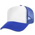 thumbnail image 1 of Toptie Adult 5 Panel Mid Profile Mesh Back Trucker Hat Foam Snapback Hat-RoyalBlue/White, 1 of 8