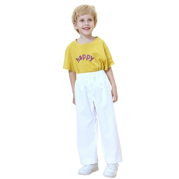 TOPTIE Adult Kids Karate Pants Martial Arts Pants Student Karate Gi Pants-White-Size 0000