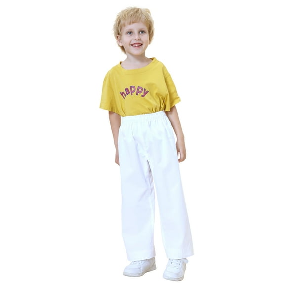 TOPTIE Adult Kids Karate Pants Martial Arts Pants Student Karate Gi Pants-White-Size 1