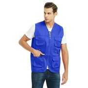 Toptie Adult Supermarket Volunteer Vest Travel Safari Multi-pocket Waistcoat-Blue-L