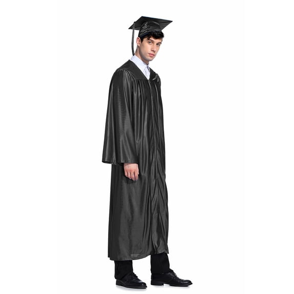 Toptie Adult Unisex Zip Closure High School Academic Graduation Long Sleeve Robe & Cap Set, Black