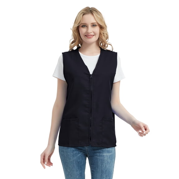 TOPTIE Adult Volunteer Activity Vest Supermarket Uniform Vests Clerk Workwear-Black-L