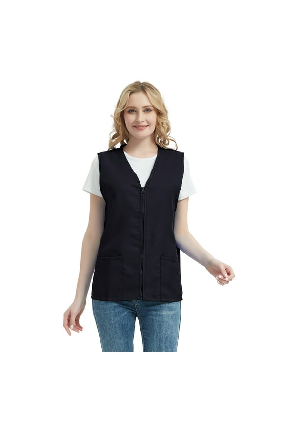 Adult Volunteer Activity Vest Supermarket Uniform Vests Clerk Workwear-Black-L