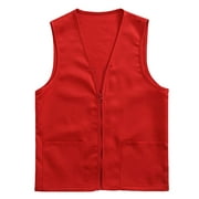 Toptie Adult Volunteer Activity Vest Lightweight Vest Supermarket Uniform Vests Clerk Workwear-Red-M