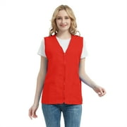 TOPTIE Adult Volunteer Activity Vest Supermarket Uniform Vests Clerk Workwear-Red-XL