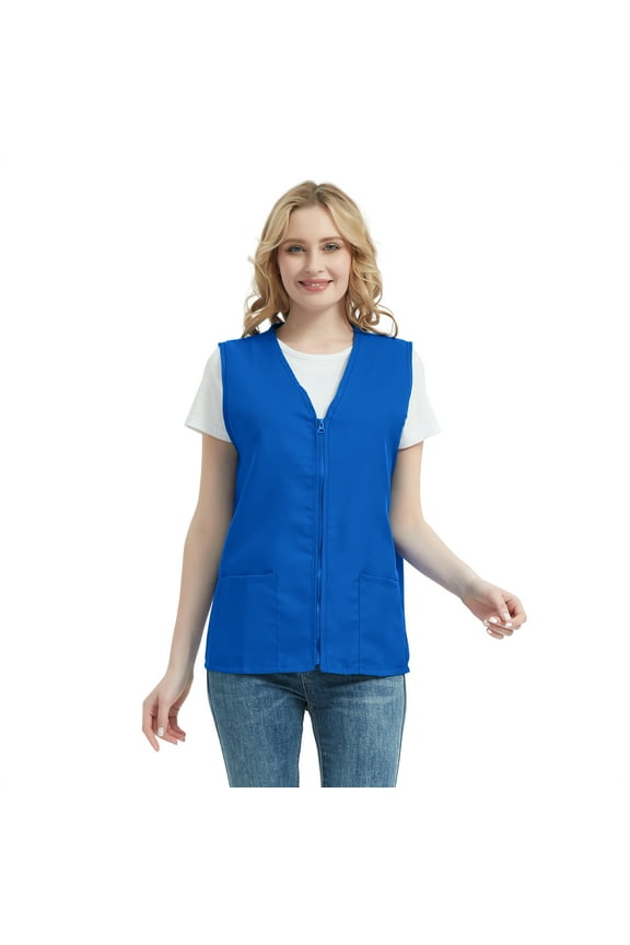 Adult Volunteer Activity Vest Supermarket Uniform Vests Clerk Workwear-Royal Blue-M