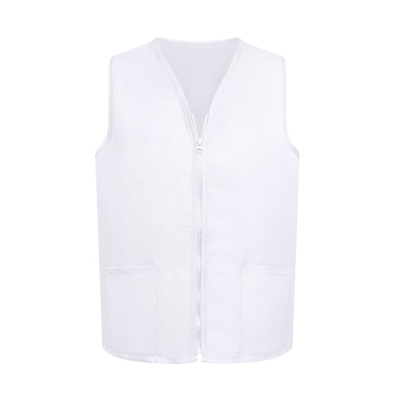 TOPTIE Adult Volunteer Work Vest Event Supermarket Apron Vests - White