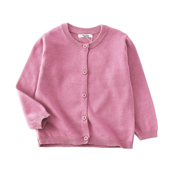 Toptie Baby Girl Toddler Cotton Uniform Cardigan Sweater-Pink-6