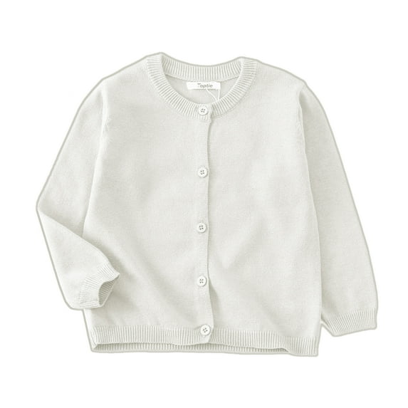 Toptie Baby Girl Toddler Cotton Uniform Cardigan Sweater-White-7