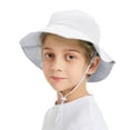 thumbnail image 1 of Toptie Baby Kids Toddler Girls Boys Bucket UV Sun Protection Hat with Adjustable Drawstring & Chin Strap-White-S, 1 of 8