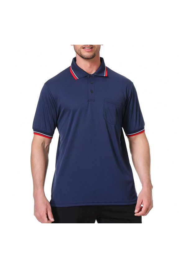 Baseball and Softball Referee Shirt Short Sleeve Polo Shirt Umpire Jersey-Navy-3XL