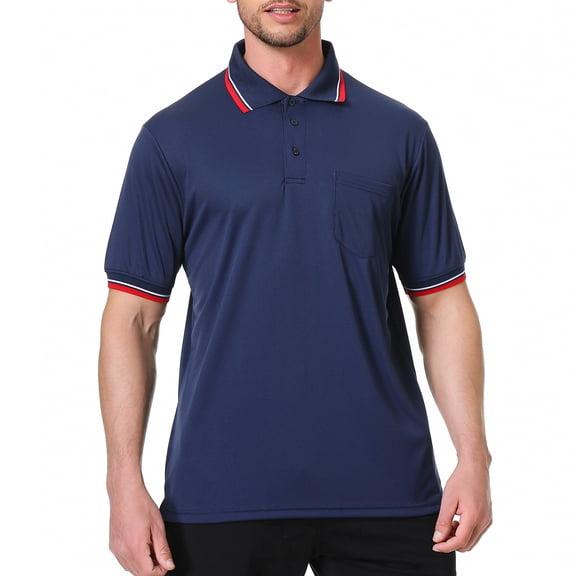 TOPTIE Baseball and Softball Referee Shirt Short Sleeve Polo Shirt Umpire Jersey-Navy-L