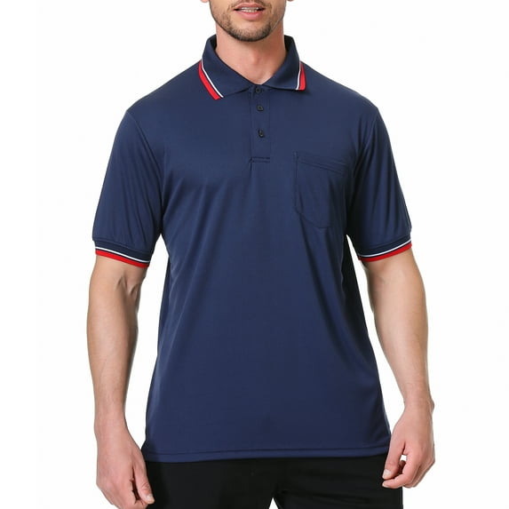 Toptie Baseball and Softball Referee Shirt Short Sleeve Polo Shirt Umpire Jersey-Navy-XL