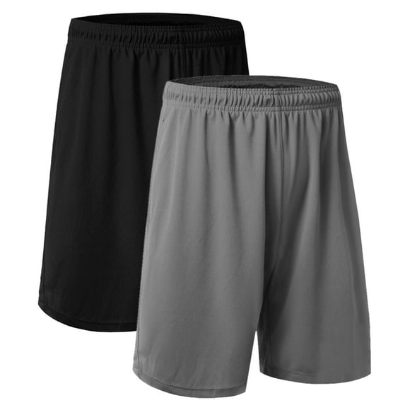Toptie Big Boys 2 / 3 Packs Soccer Shorts Athletic Running Shorts with Pockets-Black/Gray-L (14/16)
