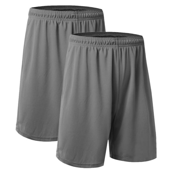 Toptie Big Boys 2 / 3 Packs Soccer Shorts Athletic Running Shorts with Pockets-Gray/Gray-XL (18/20)