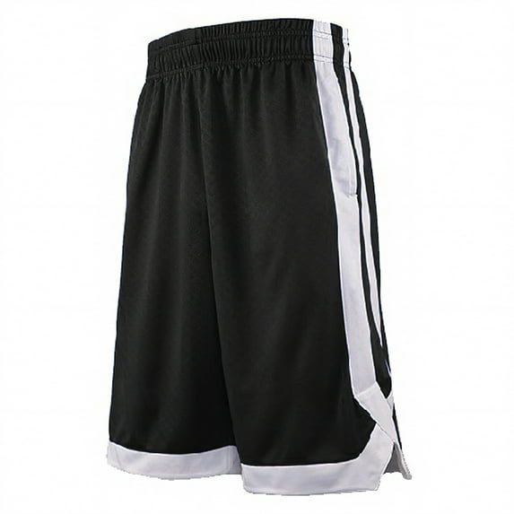 Toptie Big Boys Youth Soccer Short, 8 Inches Running Shorts with Pockets-Black/White-XL/ 18-20