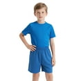 thumbnail image 1 of Toptie Big Boys Youth Soccer Short, 8 Inches Running Shorts with Pockets-Blue-M/ 10-12, 1 of 7